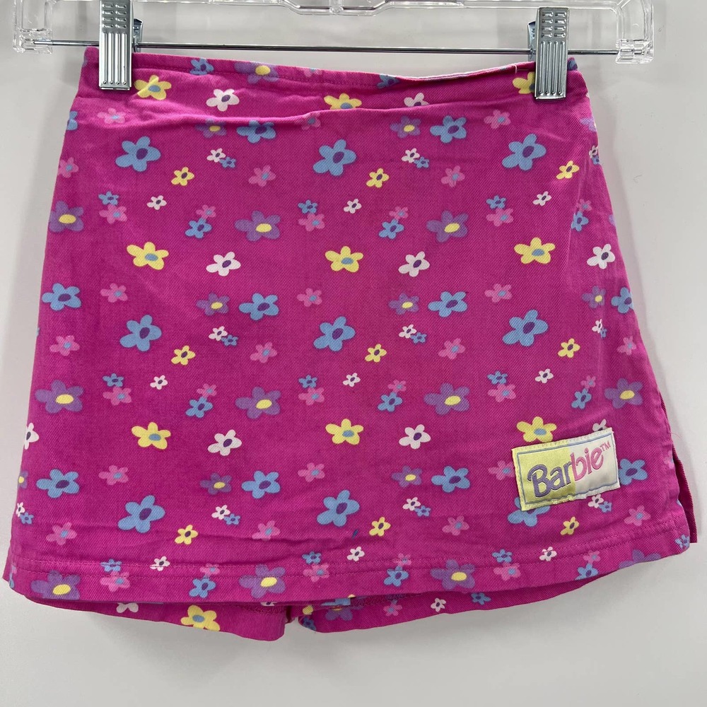 Vintage Barbie Skort Y2K 90's‎ Bright Pink Mini Floral Girl's Size XS 4/5